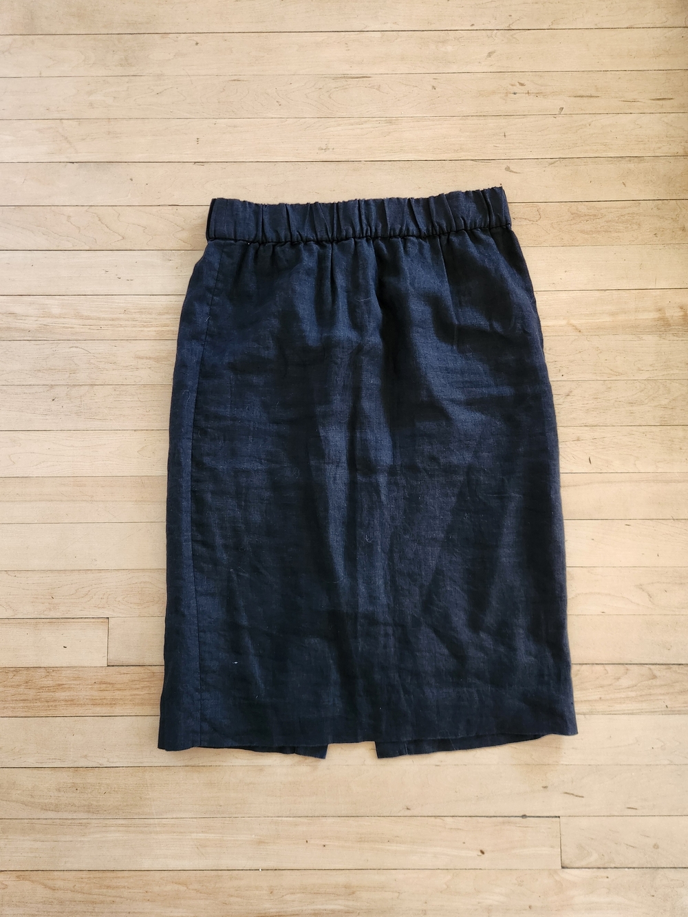 J. Crew Balck Linen Elastic-Waist Pencil Skirt